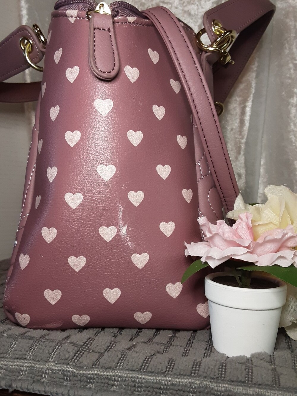 Luv Betsey Mauve Pink Heart-Accent Tote Bag - Picture 12 of 12